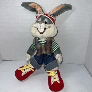 VINTAGE 1993 BUGS BUNNY 24K COMPANY Stuffed Plush 90s Clothes Red Shoes Toy